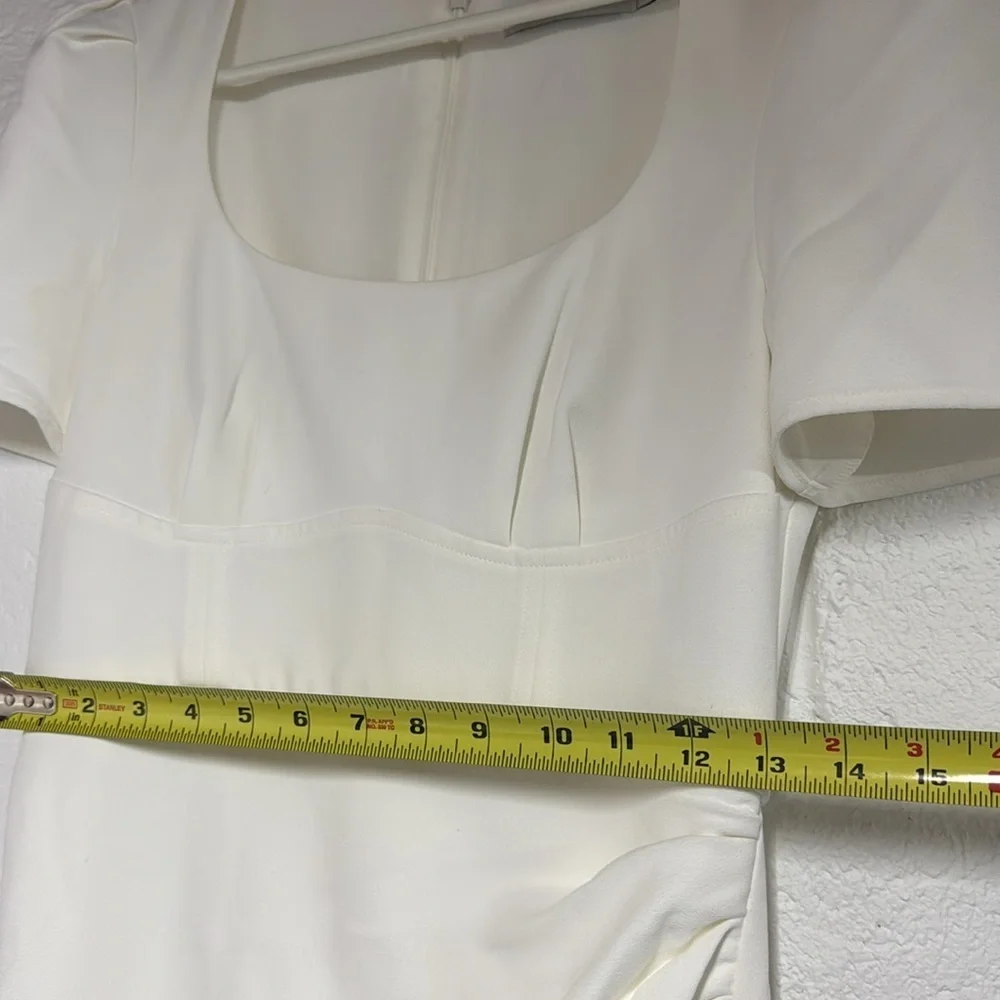 Self-Portrait White Crepe Midi Dress With Short Sleeves - Picture 10 of 10